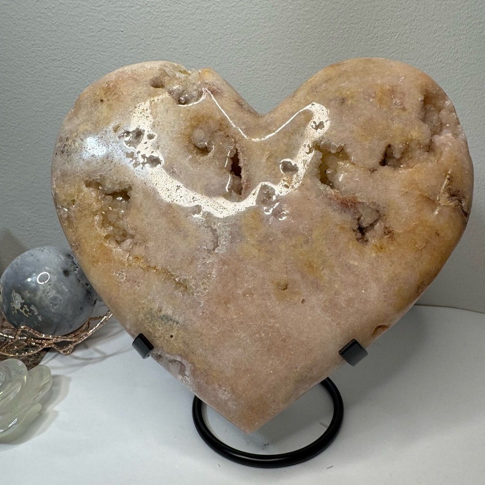 Huge Pink Amethyst Heart with stand